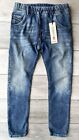 DIESEL BLUE "KROOLEY-NE" JOGG TAPERED STRETCH JEANS R48UP - W 28" - NEW & TAGS