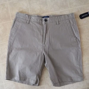 Mens Nautica Beige The Deck stretch Flat Front Shorts Size 34 NEW - Picture 1 of 3