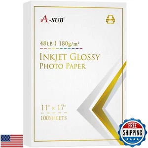 A-SUB Inkjet Glossy Photo Paper 11X17 Inches 48lb 180gsm Professional Glossy - Bild 1 von 5