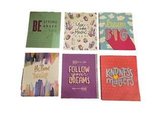 Lot of 6 School 2 Pocket File Folders; For 3 ring binders; Motivational Message - Picture 1 of 4