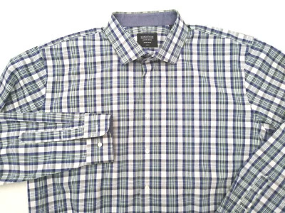 Camisa con botones Nordstrom para hombre 2XL 18 verde/azul a cuadros manga larga ajuste  Foto 1 de 4