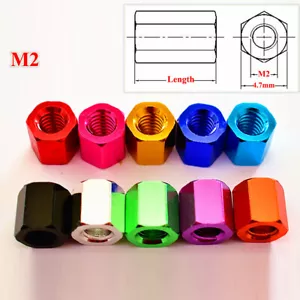 Espaciadores de separación roscados de aleación de aluminio M2 tuercas hexagonales conector de manga de perno - Imagen 1 de 7