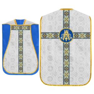 Traditional Roman Chasuble with Marian Embroidery - Priest Vestments for Mass - Picture 1 of 3