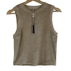 Skims Cropped Velour Crew Neck Tank Top Color Honey Size L Nwt