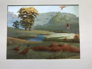 VTG RARE PHEASANT FOIL PRINT artist EDWARD WARD 8x10 ENGLAND - Picture 1 of 3