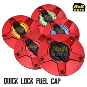 RED FCR Quick Lock Fuel Cap For Suzuki GSF 1250 FA Bandit 10-16 15 14 13 12 11 - Foto 1 di 9