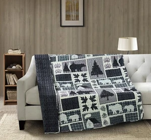 Virah Bella - Plaid Forest - Lightweight Quilted Throw Blanket 50"x60" - Picture 1 of 1