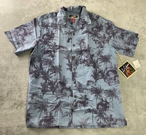 Blue Hawaiian Aloha Button Shirt Men’s Small (Medium) New with Tags Linen Rayon - Picture 1 of 8