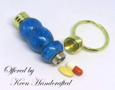 af - Keen 手工制作手工蓝色水域秘密隔层 24kt 金色钥匙扣 — 第 1/4 张图片