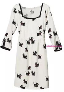 H&M TREND RARE RETRO 50'S LINEN MIX DOGGY PRINT DRESS UK 8 EU 34 US 4 SMALL BNWT - Picture 1 of 9