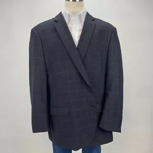 Joseph & Feiss Wool Sport Coat Mens 54L Blue Houndstooth Blazer Suit Jacket - Picture 1 of 17
