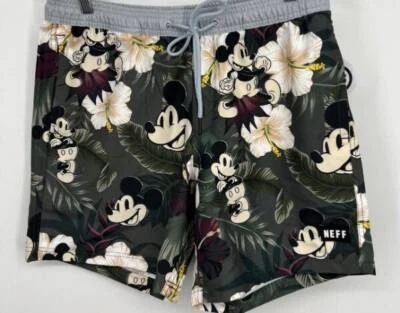 Neff Men Tropical Mickey Mouse Shorts Size Medium M Pockets Swim Trunks NWT New - Image 1 of 4
