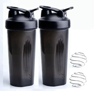 (2PK) Large BLACK Shaker 28oz for protein-Blender Bottle with Loop Top &Mix Ball - Picture 1 of 10