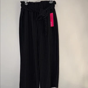 Shosho Black Wide Leg Pants with Pinstripes - Picture 1 of 12