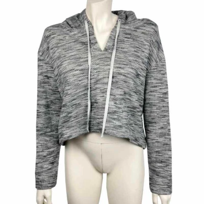 Sudadera con capucha para mujer Saturday Sunday Anthropologie grande gris jaspeado corte corto Foto 1 de 4