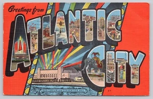 Atlantic City Nueva Jersey, carta grande de saludos, postal vintage - Imagen 1 de 2