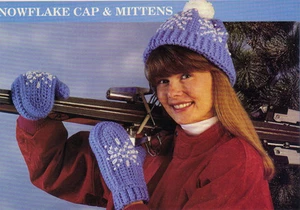 WARM Snowflake Cap & Mittens/Apparel/ Crochet Pattern INSTRUCTIONS ONLY - Picture 1 of 1