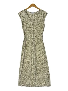 Olivia Mathews Dress Small Buttery Cream Prairie Cap Sleeve V-Neck Polka Dot - Picture 1 of 8