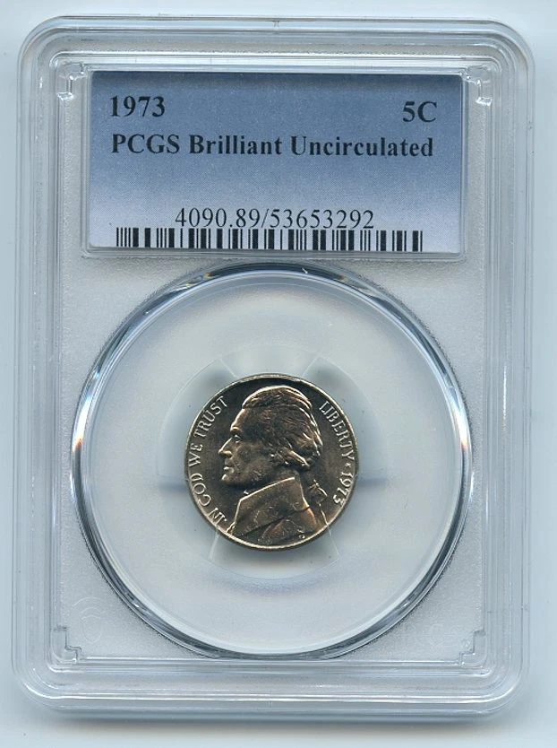 1973 5C Jefferson Nickel PCGS Brilliant Uncirculated BU - Image 1 of 1