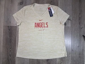 Camiseta para mujer Nike XXL crema Los Angeles Angels práctica rendimiento cuello en V - Imagen 1 de 5