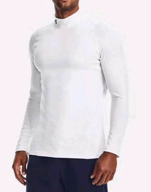 ¡Camisa Pullover Under Armour ColdGear Blanca Ajustada Cuello Simulado! Talla XL Foto 1 de 4