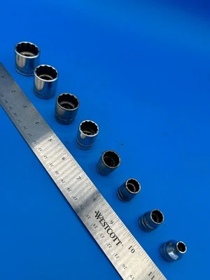 Snap-On Tools Socket Set 3/8” Drive 1/4” to 7/8” 12 Point 8 Pieces USA S-7-8 - Image 1 of 4