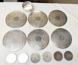 6x manteles individuales vintage 6x posavasos y posavasos para botellas de vino STRACHAN plateado -AF - Imagen 1 de 13