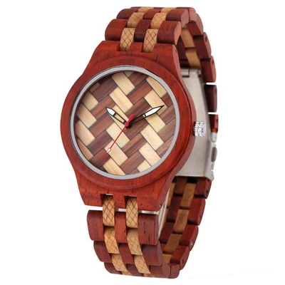 Wooden Watches Unisex Natural Handmade Wood Quartz Wristwatch Band Adjustable - image 1 of 4