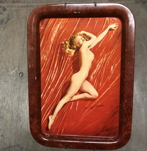 Vintage Marilyn Monroe Nude Naked Tray Pinup Advertising 12" x 17" Serving Metal - Picture 1 of 6
