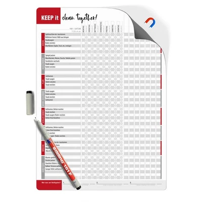 Haushaltsplan WG Familie Magnetisch abwischbar inkl. Stift Putzplan Kühlschrank - Bild 1 von 4
