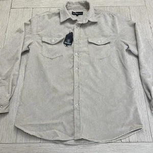 Camicia Molokai Surf Co uomo grande beige velluto a coste bottoni davanti manica lunga shacket - Foto 1 di 9