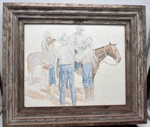 Drake Seaman Original Gemälde an Bord Cowboys & Pferde Arizona Künstler Western - Bild 1 von 10