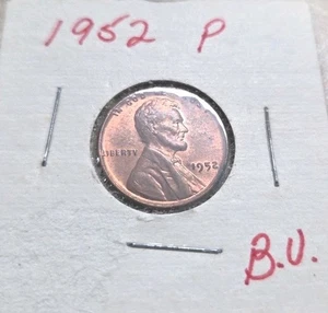 1952 Wheat Penny No Mint Mark Red/Brown copper - Picture 1 of 2