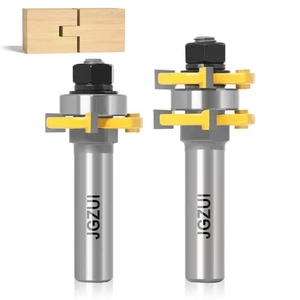 2 Pcs Tongue and Groove Set 1/2 Shank Router Bit Set 3 Teeth Adjustable T Shape - Picture 1 of 9
