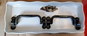Vintage 90 year old Cast Iron Furniture / Box / Cabinet handles complete 1 pair - Picture 1 of 4