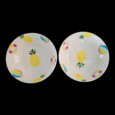 2 bolas de playa Zak Designs melamina piñas 8" x 2,25" piscina ensalada fiesta cuencos Foto 1 de 3