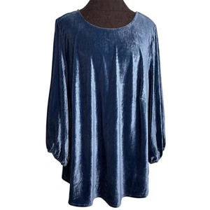 Adrianna Papell Blouse Shirt Tunic Top Women Plus Size 2X Blue Workwear Soft - Picture 1 of 11