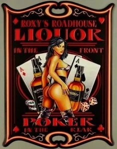 Blechschild Roxy' s Roadhouse Liquor Poker Bar Reklameschild 45x35cm - Bild 1 von 1