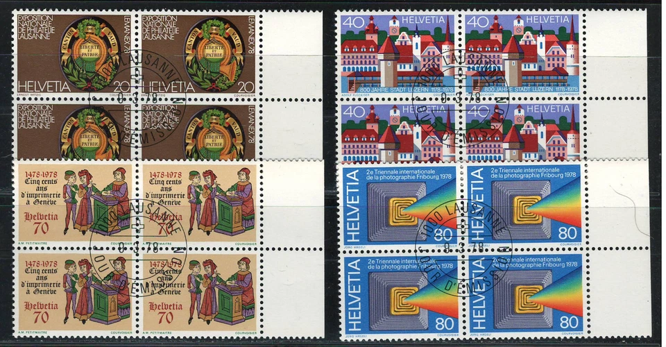 SWITZERLAND 1978 VF NH Precancel 4 x Blocks of 4 Stamps Scott # 652-655 - Image 1 of 1