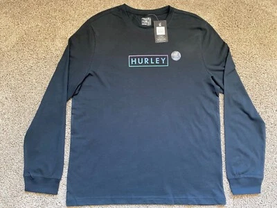 $32 BRAND NEW HURLEY MENS LONG SLEEVE TEE T SHIRT BOXED REFLECTIVE LOGO BLACK - Image 1 of 4