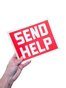 Vintage 50s SEND HELP Car Emergency Advertising Sign Cardboard Women's Auxiliary - Picture 1 of 3