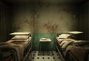 7x5ft Urban Hospital Ruins Backdrop Halloween Scene Aged Vintage Inpatient Wa...