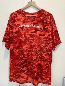 Und Tech ABC Camo Short Sleeve Men's 2XL Red Shirt Performance New 1361698-690 - Picture 1 of 7
