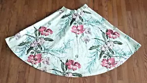 VTG 1950s BARK CLOTH Circle Skirt - Hibiscus Tropical Novelty Print - 30" Waist - Picture 1 of 11