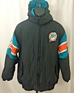 Miami Dolphins NFL Proline Authentic Jacket With Hood Boys Size XL 18-20