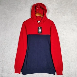 X Ray Jeans Sweater Men's Large Jester Red Navy Colorblock Slim Fit Hooded NWT - Picture 1 of 8