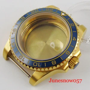 Gold Coated 40mm Watch Case Fit ETA 2836 MIYOTA 8215 DG 2813 Sapphire Glass - Picture 1 of 6