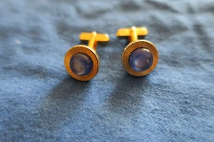 Vintage Swank Cuff Links Gold Tone Blue - Picture 1 of 1