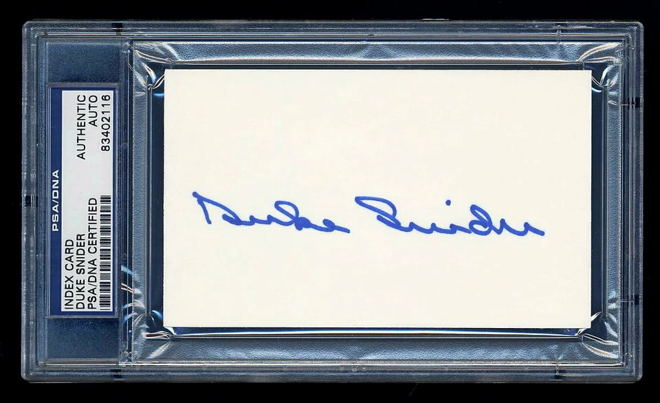 DUKE SNIDER SIGNED MINT INDEX CARD PSA/DNA AUTOGRAPHED HOF BROOKLYN DODGERS WSC - Image 1 of 1