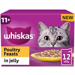 Whiskas 11+ Senior Poultry Feasts Wet Cat Food in Jelly (12 × 4 = 48 pack) - Picture 1 of 9